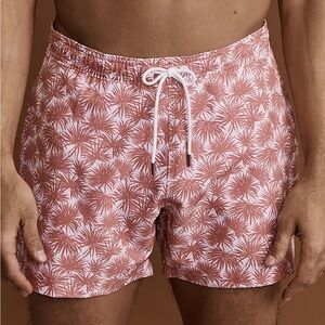 Michael Kors Palm Tree Swim Trunks in Dusty Rose - Size Large